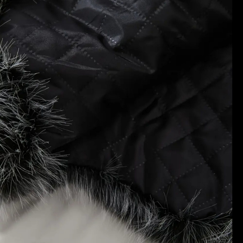 COPY - Women Casual Faux Mink Fur Coat With Fox Fur Collar Knitted Polyester Fa… - Picture 4 of 7
